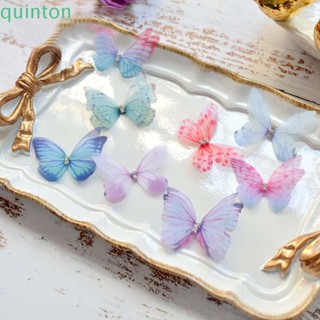 Quinton ผ้าโพกศีรษะ โปร่งแสง ลายผีเสื้อ สองชั้น DIY สําหรับตกแต่งงานแต่งงาน ปาร์ตี้