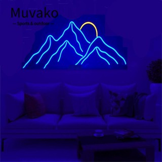 Muvako โคมไฟนีออน LED รูปพระอาทิตย์ตก พระอาทิตย์ขึ้น คลื่นชาร์จ USB สําหรับตกแต่งผนังบ้าน