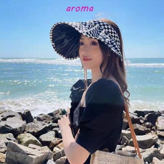 Aroma หมวกปีกกว้าง กันแดด ลายทาง เหมาะกับเดินชายหาด แฟชั่นฤดูร้อน สําหรับผู้หญิง