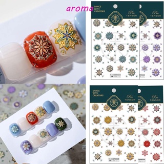 Aroma สติกเกอร์แกะสลัก ลายนูน สไตล์ญี่ปุ่น มีกาวในตัว สําหรับตกแต่งเล็บ