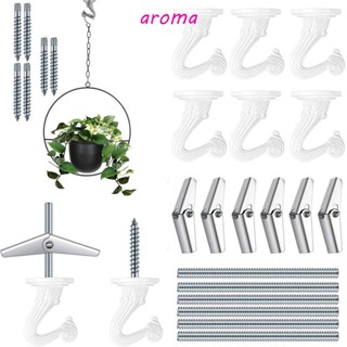 Aroma ตะขอแขวนเพดาน สกรูโลหะ 6 ชุด พร้อมฮาร์ดแวร์ สําหรับแขวนต้นไม้ ปีกสลับ