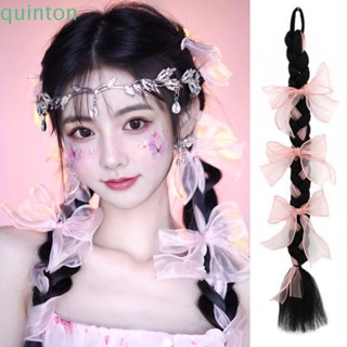 Quinton วิกผมหางม้าสังเคราะห์ แบบยาว ทนความร้อน สีชมพู พร็อพถ่ายภาพ สําหรับผู้หญิง