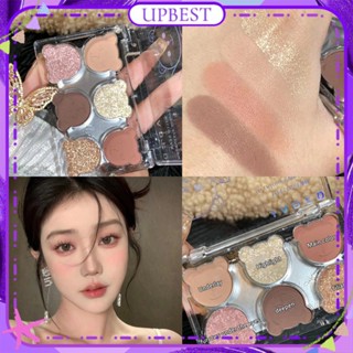 ♕ Jaded อายแชโดว์ 6 สี Bear Shape Design Pearlescent Fine Shimmer Matte Earth Color Eye Shadow กันน้ำ Long Lasting Eye แต่งหน้า UPBEST