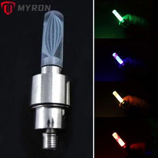 Myron ไฟ LED 4 ชิ้น แกนวาล์ว ที่มีสีสัน โคมไฟซี่ล้อ ไฟอุปกรณ์เสริมวาล์วลมยาง พร้อมปุ่มแบตเตอรี่ล้อยางรถยนต์อัตโนมัติ