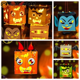 Adames โคมไฟ LED รูปฟักทองฮาโลวีน เรืองแสง แฮนด์เมด แบบพกพา DIY