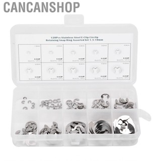 Cancanshop 120Pcs E  Washer Stainless Steel External Retaining Circlip 1.5mm‑10mm