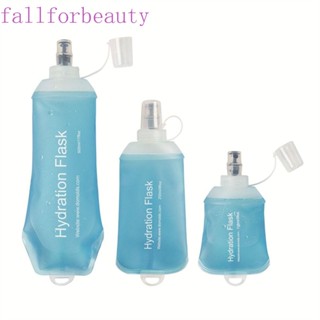 Fallforbeauty ขวดน้ํา TPU แบบนิ่ม พับได้ สีฟ้า 500 มล. 250 มล. 150 มล. สําหรับเดินป่า เล่นกีฬา