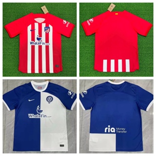 เสื้อกีฬาแขนสั้น ลายทีมชาติฟุตบอล Atletico Madrid 2324 ชุดเหย้า คุณภาพสูง