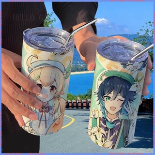 🥤สินค้าแอนิเมชั่น Limited Cup🥤 Yuanshen Game กระติกน้ําร้อน พร้อมหลอดดูด แบบพกพา คุณภาพสูง สําหรับนักเรียน