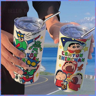 🥤Animation Peripheral Limited 🥤Water Cup🥤กระติกน้ําร้อน ลายการ์ตูนชินจังน่ารัก พร้อมหลอดดูด แบบพกพา คุณภาพสูง สําหรับนักเรียน