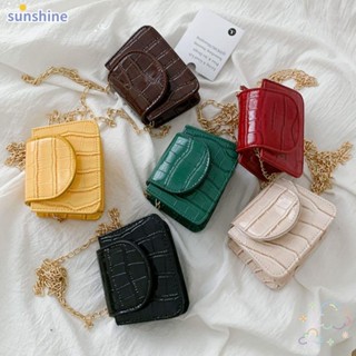 Ssunshine กระเป๋าสะพายไหล่ กระเป๋าถือ หนัง PU ขนาดมินิ สีพื้น สําหรับสตรี