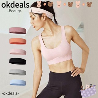 Okdeals ที่คาดศีรษะ กันชื้น ทนทาน สําหรับเล่นกีฬา โยคะ วิ่ง 2 ชิ้น