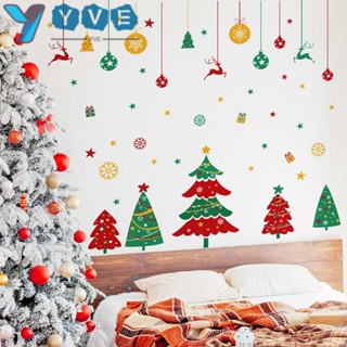 Yve สติกเกอร์วอลเปเปอร์ ลาย Merry Christmas ปี มีกาวในตัว สําหรับติดตกแต่งผนังบ้าน