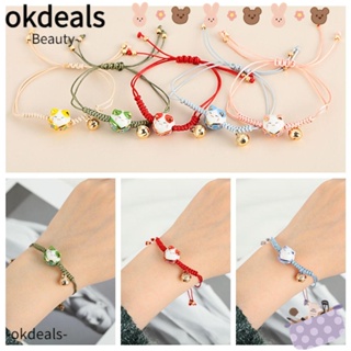 Okdeals สร้อยข้อมือเซรามิค รูปแมว ปรับได้