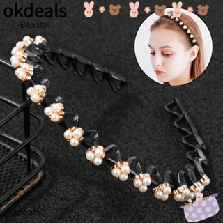 Okdeals ที่คาดผมมุก คลื่น กันลื่น ที่คาดผม ที่คาดผม