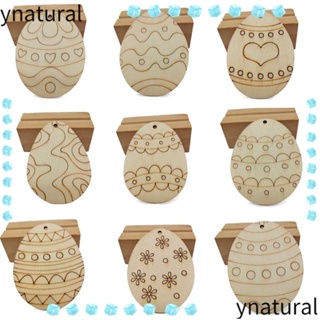 Ynatural ไข่อีสเตอร์ไม้ธรรมชาติ สําหรับแขวนตกแต่ง DIY 10 ชิ้น