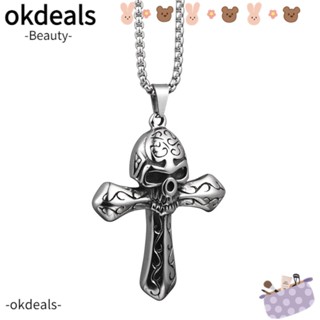 Okdeals จี้โลหะสเตนเลส รูปหัวกะโหลก สไตล์โกธิค สําหรับผู้ชาย