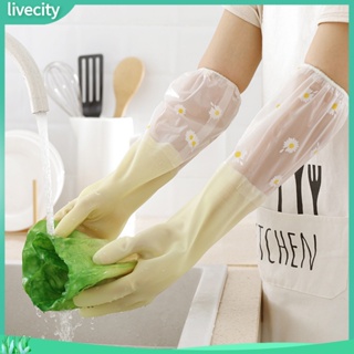 Livecity|  ถุงมือ PVC ทนความร้อน อเนกประสงค์ ใช้ซ้ําได้ สําหรับทําความสะอาดห้องครัว จํานวน 1 คู่