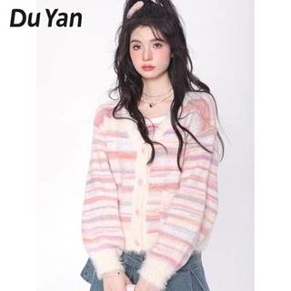 Du Yan ใหม่ เสื้อกันหนาว เสื้อคาร์ดิแกน ผ้าถัก ทรงหลวม สไตล์เกาหลี สําหรับผู้หญิง