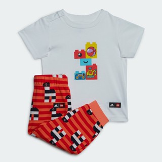 adidas ไลฟ์สไตล์ ชุดเสื้อยืดและกางเกงขาสั้น adidas x LEGO® Play เด็ก สีขาว HB4429