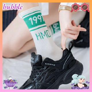 Bubble ถุงเท้ากีฬา แฟชั่นเกาหลี ลายทาง สําหรับผู้หญิง ผู้ชาย