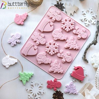 Buttterfly แม่พิมพ์ทําสบู่ ช็อคโกแลต เค้ก รูปมนุษย์หิมะ ขิง ขนมปังขิง 12 ช่อง