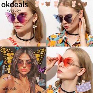 Okdeals แว่นตากันแดดแฟชั่น ลายผีเสื้อ สไตล์เรโทร คริสต์มาส