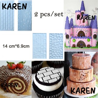 Karen 2 ชิ้น / เซต แม่พิมพ์เค้กฟองดองท์ ช็อคโกแลต ไอซิ่ง น้ําตาลไอซิ่ง ลายนูน ตกแต่ง แม่พิมพ์อบ