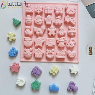 Buttterfly ถุงมือ ลายซานตาคลอส สโนว์แมน 25 ช่อง แฮนด์เมด สําหรับทําขนม ของขวัญ คริสต์มาส