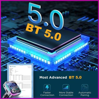 อะแดปเตอร์ฟันสีฟ้า 48W ไร้สาย 5.3 และ 2 ไมโครโฟน สําหรับรถยนต์