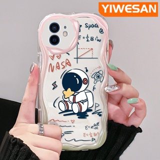 เคสโทรศัพท์มือถือแบบนิ่ม ใส กันกระแทก ลายการ์ตูนนักบินอวกาศน่ารัก สีครีม สําหรับ iPhone 12 12 Pro 12 Mini 12 Pro Max