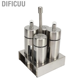 Dificuu Vinegar Bottle Pepper Container Oil Salt Cruet Set Rust Proof Large  304 Stainless Steel with Base Stand for Restaurant