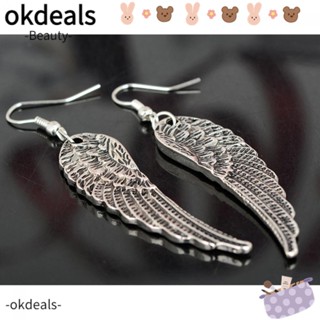 Okdeals ต่างหูตะขอ ประดับเพชรเทียม สีเงิน