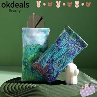 Okdeals กระเป๋าใส่แว่นตากันแดด หนัง PU แบบหนา ปิดอัตโนมัติ พิมพ์ลายดอกไม้ สร้างสรรค์ สําหรับผู้หญิง