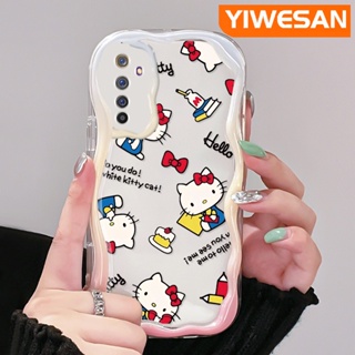 สําหรับ Realme 6 Pro 6s Narzo เคส ที่มีสไตล์ Hello kitty Cat ที่มีสีสัน เนื้อครีม คลื่น ขอบ เคสโทรศัพท์ ซิลิโคน ใส เคส