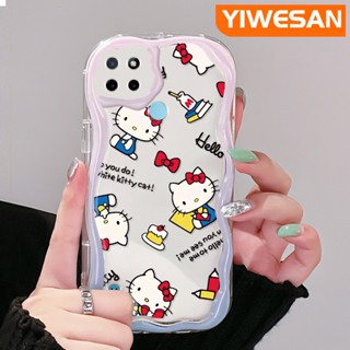 เคสโทรศัพท์มือถือ ซิลิโคนใส ลายเฮลโลคิตตี้ แมว สีสันสดใส สําหรับ Realme C21Y C25Y