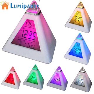 Lumiparty นาฬิกาปลุกดิจิทัล Led ทรงพีระมิด เปลี่ยนสีตามอุณหภูมิ 7 สี