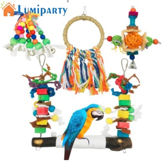 Lumiparty บล็อคตัวต่อไม้ เชือกฝ้าย หลากสี สําหรับนกแก้ว