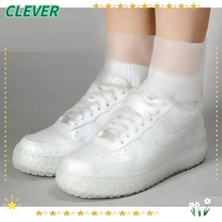 Clever ผ้าคลุมรองเท้า TPE สีขาว กันลื่น กันฝน 1 คู่