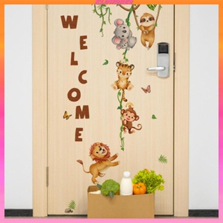 [Kloware2] สติกเกอร์ติดผนัง ลาย Welcome รูปสัตว์ สําหรับตกแต่งประตูห้องนอน