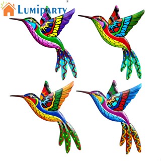 Lumiparty ประติมากรรมนกฮัมมิ่งเบิร์ด 3d แฮนด์เมด หลากสี สําหรับแขวนตกแต่งผนังบ้าน 4 ชิ้น