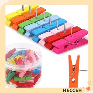 Hecceh 50 ชิ้น คลิปไม้, หมุดดันไม้ ที่มีสีสัน, หมุดกดไม้ตกแต่งสํานักงาน