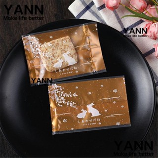 Yann1 ถุงบรรจุภัณฑ์ขนมไหว้พระจันทร์ ลายกระต่าย สีทอง สไตล์จีน 100 ชิ้น ต่อล็อต