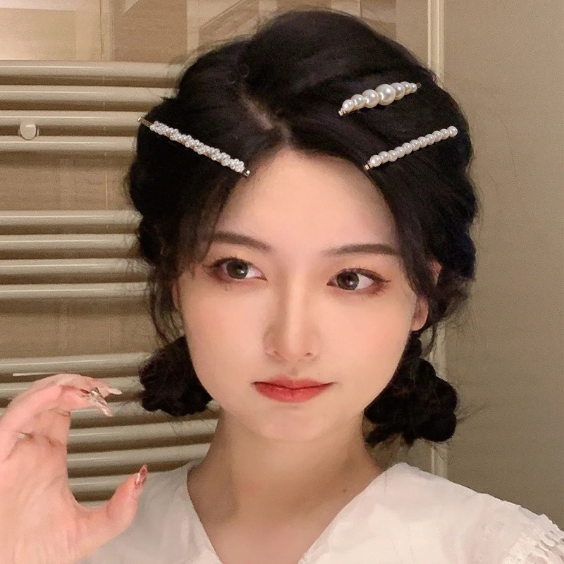 กิ๊บติดผมโลหะ ประดับไข่มุกเทียม พลอยเทียม สไตล์คลาสสิก หรูหรา เครื่องประดับ สําหรับผู้หญิง