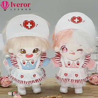 Lveror ชุดยูนิฟอร์มผ่าตัด ชุดพยาบาล สีขาว สีชมพู สีฟ้า สําหรับตุ๊กตา 20 ซม. 1 ชุด