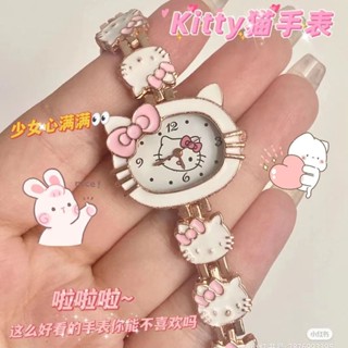 Shopkeepers selection# Japanese cute KT cat cartoon Pink pointer watch sweet soft girl bow student Womens Watch 8.21N