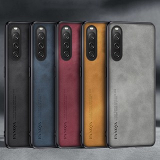 สําหรับ Sony Xperia 10 V 1 V หรูหรา ธุรกิจ ย้อนยุค หนังนิ่ม ยาง TPU เคส