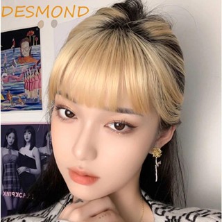 Desmond แอร์หน้าม้า 3D ตาข่าย สีแดง สังเคราะห์ ต่อผม สีดํา ออมเบร่ ทอง ปลอม หน้าม้า คลิป