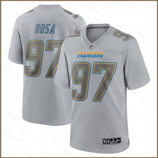 Qy NFL เสื้อยืดลําลอง แขนสั้น คอกลม พิมพ์ลาย Los Angeles Game Jersey Bosa สีเทา พลัสไซซ์