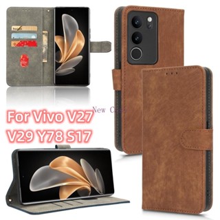 เคสโทรศัพท์มือถือหนัง ฝาพับ กันกระแทก พร้อมช่องใส่บัตร สําหรับ Vivo V29 V27 Pro Lite Y78 S17 V29Pro V27E Y78+ S17Pro V29Lite 5G 2023